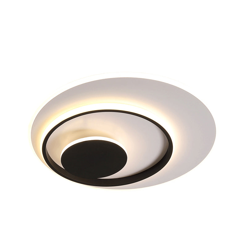 Minimalist Acrylic Circle Ceiling Led Flush Mount Light In White/Warm 16’/19.5’ Wide