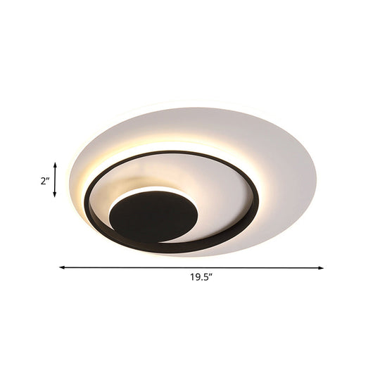 Minimalist Acrylic Circle Ceiling Led Flush Mount Light In White/Warm 16’/19.5’ Wide