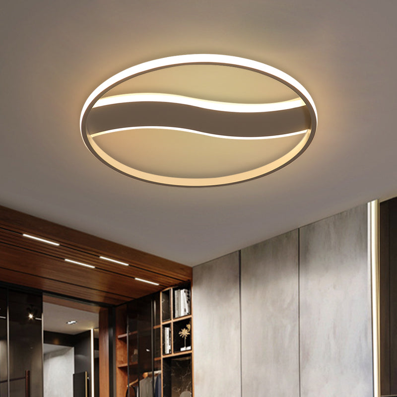 Modern Acrylic Led Flush Mount Fixture - Wave And Ring Design 16/19.5/23.5 Diameter White/Warm Light