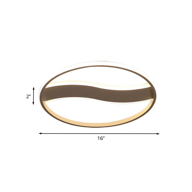Modern Acrylic Led Flush Mount Fixture - Wave And Ring Design 16’/19.5’/23.5’ Diameter
