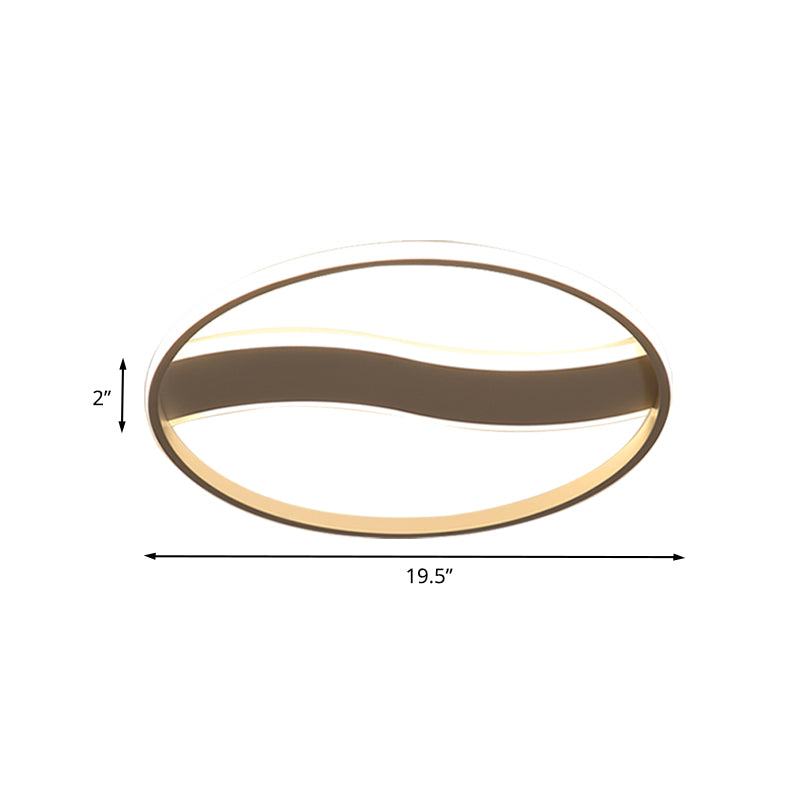 Modern Acrylic Led Flush Mount Fixture - Wave And Ring Design 16’/19.5’/23.5’ Diameter