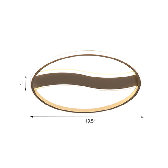 Modern Acrylic Led Flush Mount Fixture - Wave And Ring Design 16/19.5/23.5 Diameter White/Warm Light