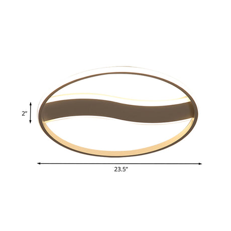 Modern Acrylic Led Flush Mount Fixture - Wave And Ring Design 16/19.5/23.5 Diameter White/Warm Light