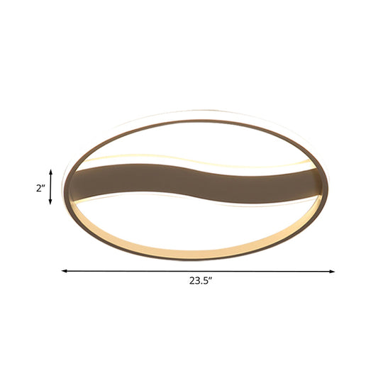 Modern Acrylic Led Flush Mount Fixture - Wave And Ring Design 16/19.5/23.5 Diameter White/Warm Light