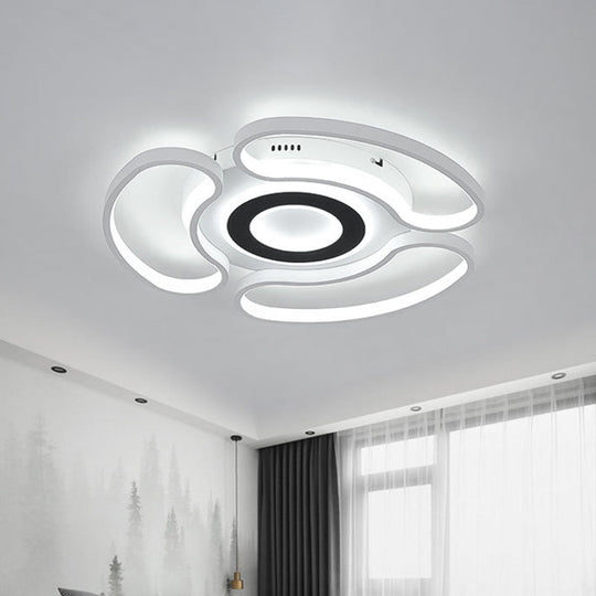 Modern Led Flush Mount Ceiling Light In White For Bedroom With Warm/White And Acrylic Arc-Loop