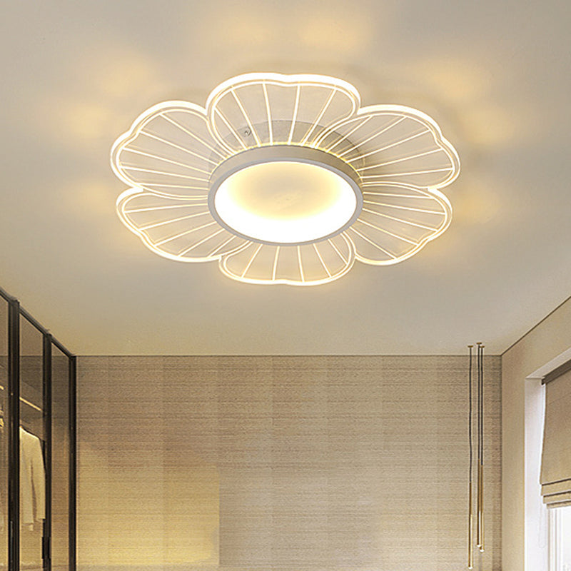 Contemporary White Flower Flushmount Led Lamp - Ultra-Thin & Versatile Sizes In Warm Light