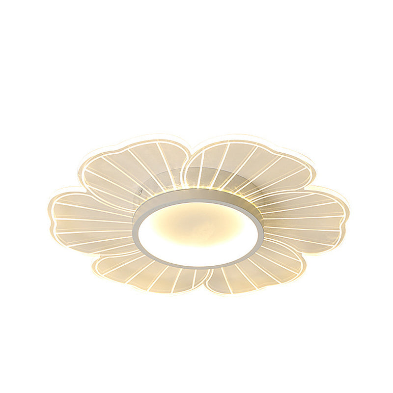 Contemporary White Flower Flushmount Led Lamp - Ultra - Thin & Versatile Sizes In Warm Light