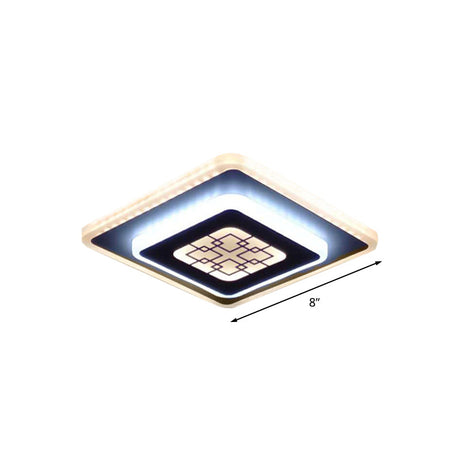 White And Black Rhombus Corridor Light With Grid Pattern Led Flush Mount