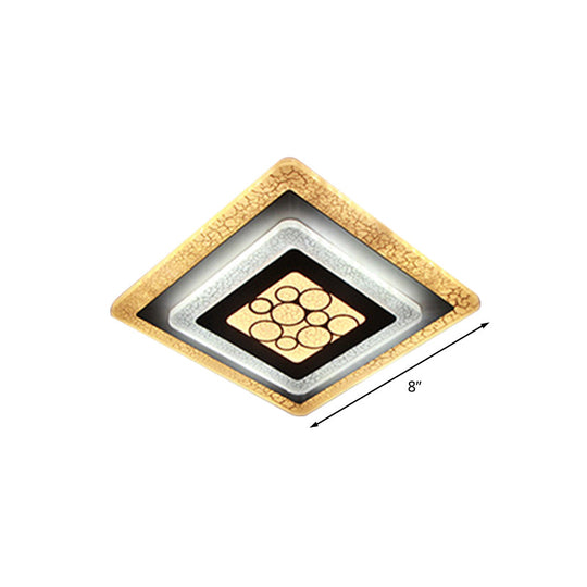 Modern Led White - Black Rhombus Flushmount Light With Crackle Design - Acrylic Ceiling Flush