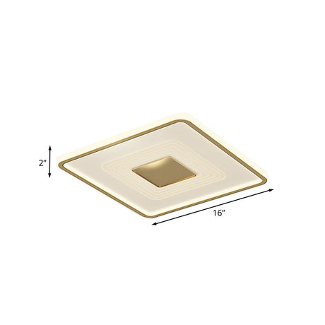 16’ Modern Acrylic Led Flush Light Square/Rectangle Gold Finish – White/Warm For Living Room