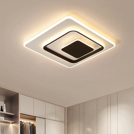 16’/19.5’ White & Black Led Square Flush Mount Light With Acrylic Cover In Warm/White