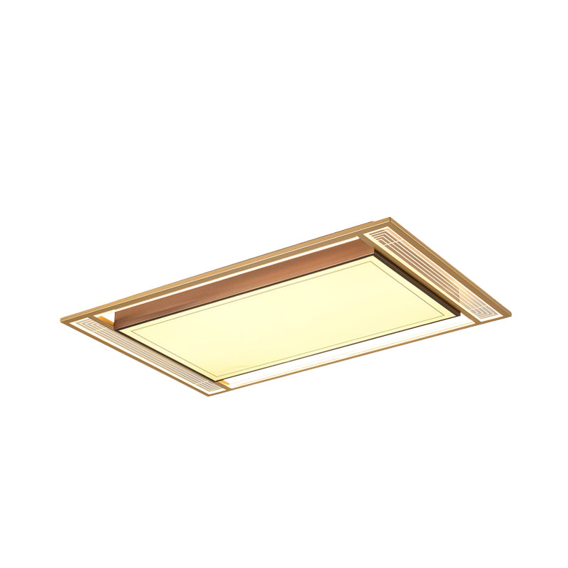 Modern Led Metallic Flush Mount Ceiling Light Fixture - Brown Square/Rectangle Design 21/39 Length