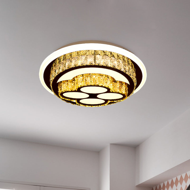 Modern Led Flush Mount Ceiling Light With Crystal Inlaid Loving Heart Flower And Mushroom Design -