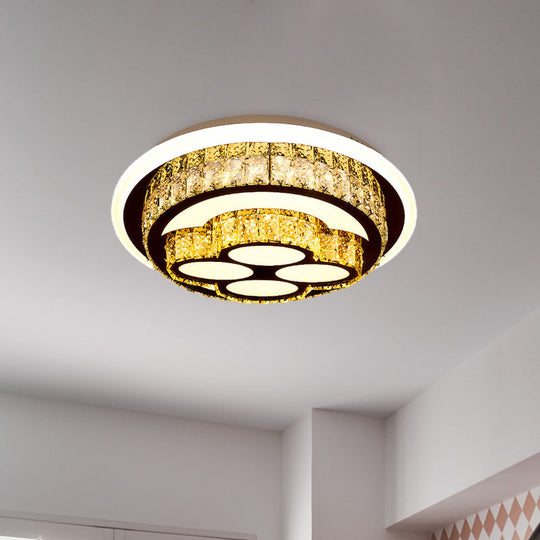 Modern Led Flush Mount Ceiling Light With Crystal Inlaid Loving Heart Flower And Mushroom Design -
