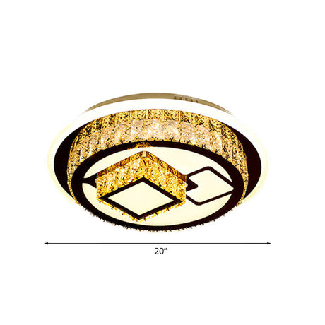 Modern Led Flush Mount Ceiling Light With Crystal Inlaid Loving Heart Flower And Mushroom Design -