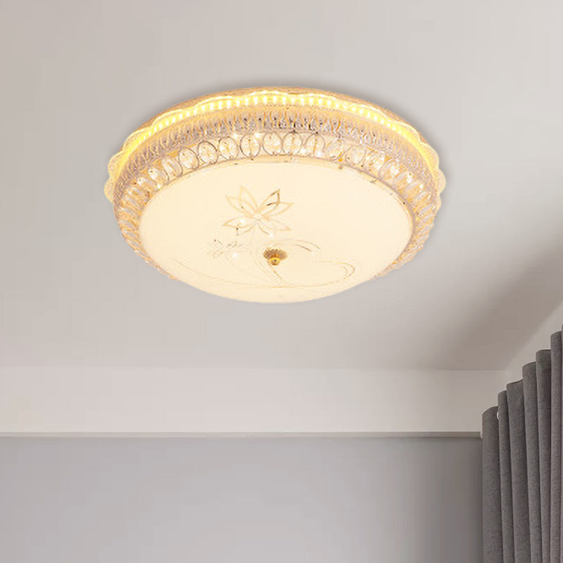 Crystal-Embedded Led Flush Mount Ceiling Light In Gold - Classic Bowl Design / A