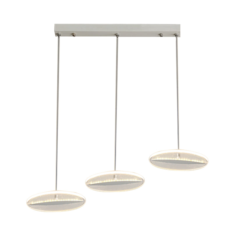 Minimalist Acrylic 3-Head Led Ceiling Pendant In White/Black/Gold - Dining Room Fixture