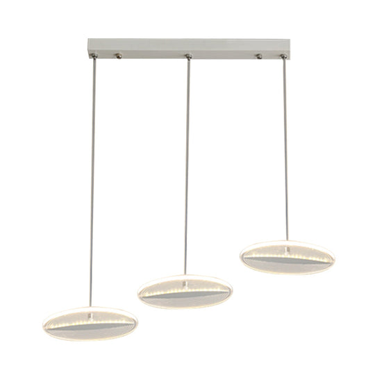 Minimalist Acrylic 3-Head Led Ceiling Hanging Fixture In White/Black/Gold For Dining Room