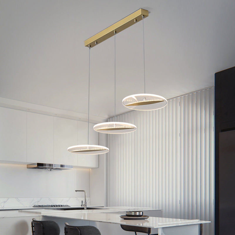Minimalist Acrylic 3-Head Led Ceiling Pendant In White/Black/Gold - Dining Room Fixture