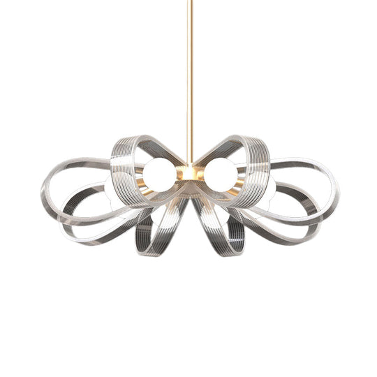 Contemporary White Flower Chandelier Pendant Light with 8 Acrylic Heads Stylish Ceiling Hang Fixture White