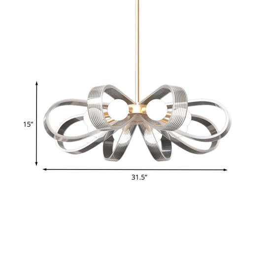 Contemporary White Flower Chandelier Pendant Light with 8 Acrylic Heads Stylish Ceiling Hang Fixture White