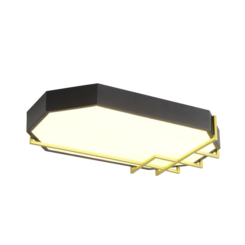 Geometric Black - Gold Ceiling Light: Modern Led Metal Flushmount Lamp (23.5’/31.5’ Long)