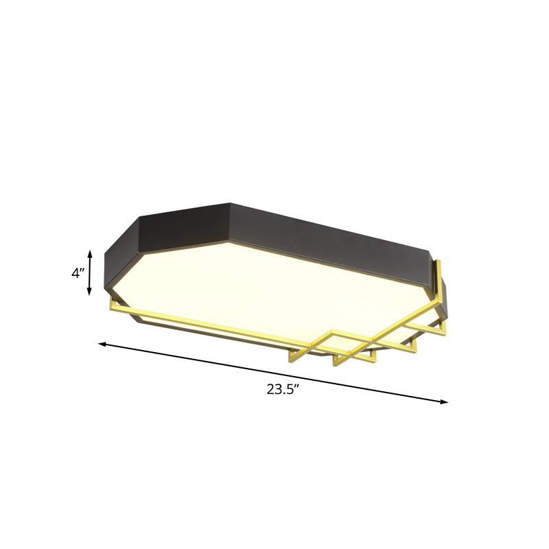 Geometric Black-Gold Ceiling Light: Modern Led Metal Flushmount Lamp (23.5/31.5 Long)