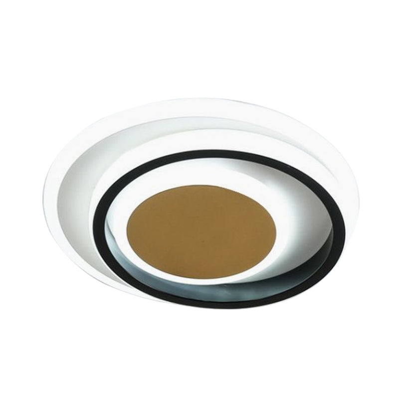 Modern Led Flushmount Lighting In White And Black Acrylic - Square/Round Design