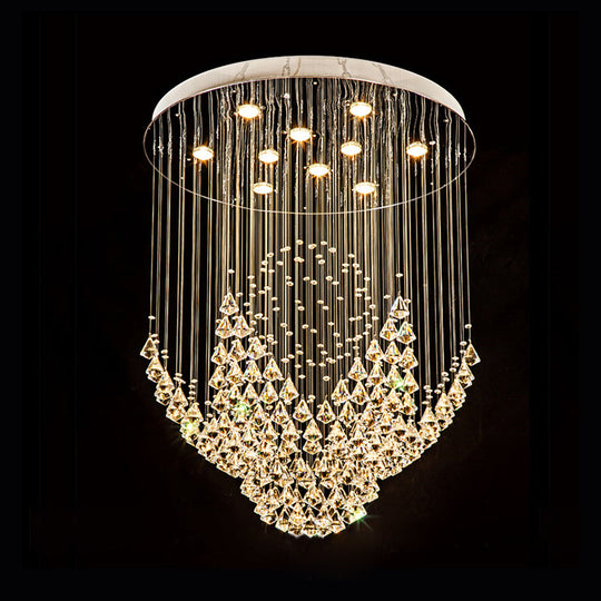 Modern Raindrop Crystal Diamond Flush Ceiling Light Fixture With 8 Heads In Chrome