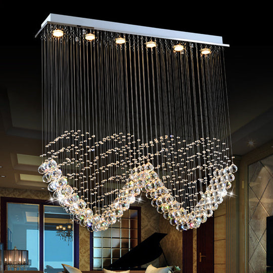 Heart-Shaped Crystal Orb Led Flush Mount Lamp In Chrome - Modern Restaurant Lighting / B