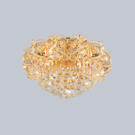 Contemporary Gold Led Crystal Ball Ceiling Flush Mount Light - 16/23.5 Width