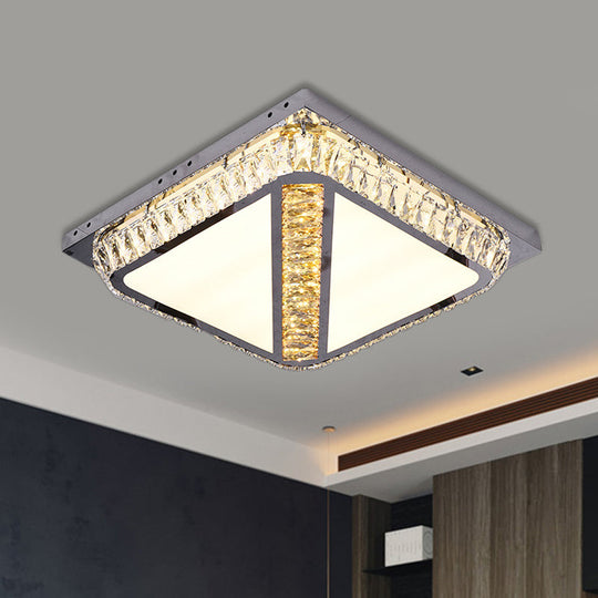 Chrome Beveled Crystal Led Ceiling Light With Embedded Square Flush Mount / B