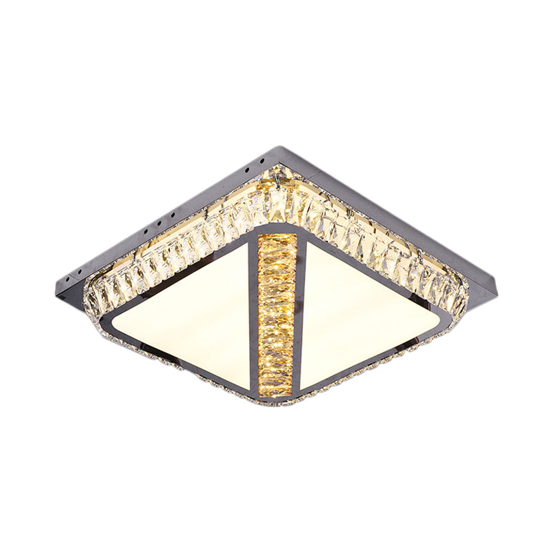 Chrome Beveled Crystal Led Ceiling Light With Embedded Square Flush Mount