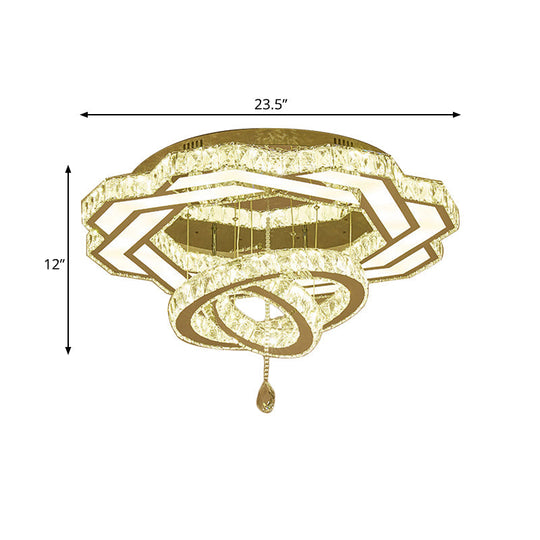 Contemporary Led Crystal Ceiling Light - Polished Chrome Finish