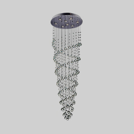 Modern Crystal Beaded Flush Mount Chandelier With 8 Lights In Chrome Finish