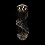 Contemporary Chrome Crystal Flushmount Chandelier - 6 Heads Coiled Ceiling Mount Light For Hall