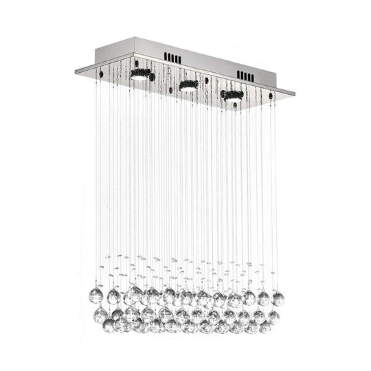 Stylish Crystal Ball Led Flush Light - Contemporary Chrome Ceiling Mount Lamp For Dining Room