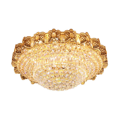 Modernist Gold Crystal Led Flush Ceiling Light: Multi-Tier Mount Fixture