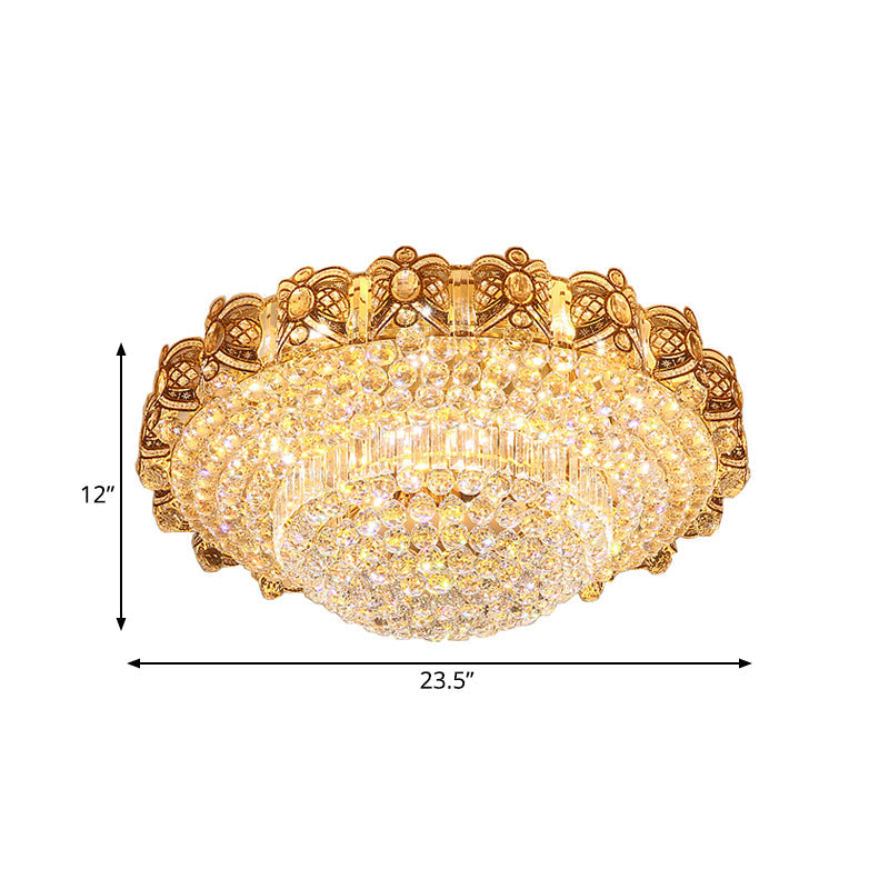 Modernist Gold Crystal Led Flush Ceiling Light: Multi-Tier Mount Fixture
