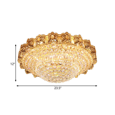 Modernist Gold Crystal Led Flush Ceiling Light: Multi-Tier Mount Fixture