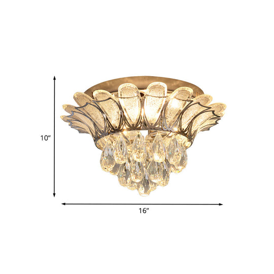 Crystal Droplet Flush Mount Ceiling Light With Led Perfect For Simple Bedroom Décor