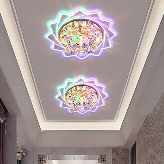 Lotus Led Crystal Ceiling Light For Modern Hallway