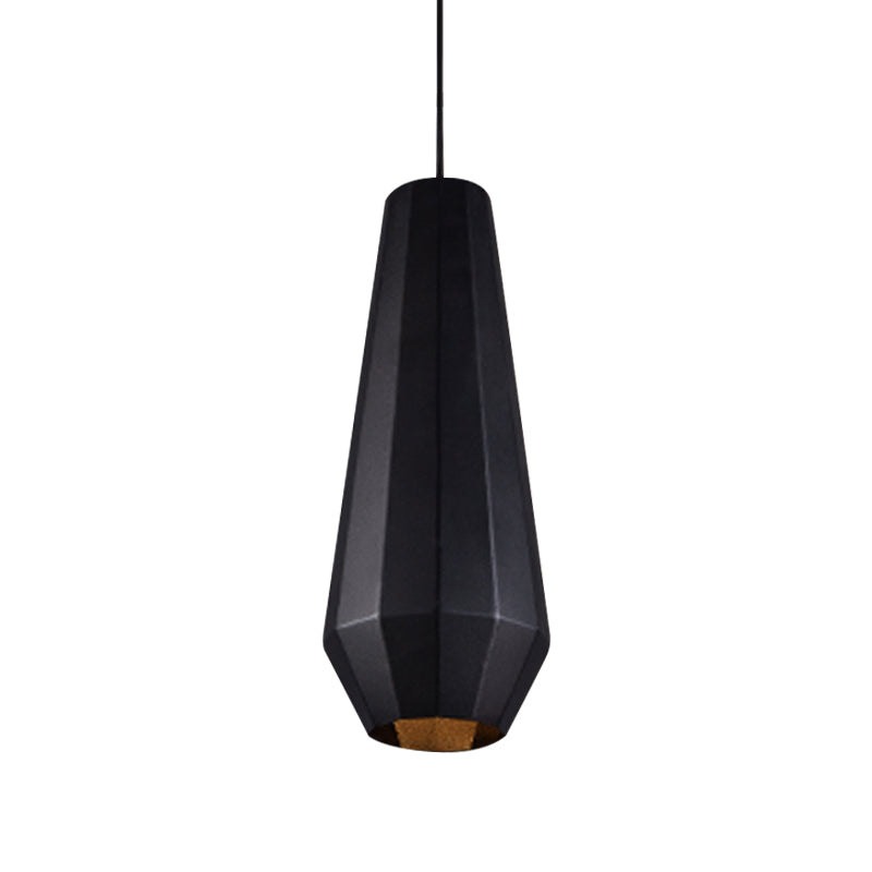 Black Iron Warehouse Pendant Lamp With Faceted Barn/Diamond/Tapered Design