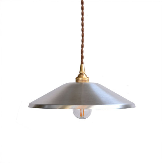 Sleek Silver Saucer Pendant Light With Metal Warehouse Design - 1-Light For Garage Ceiling
