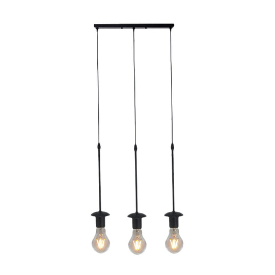 Iron Exposed Bulb Drapes Ceiling Light Loft Pendant Lighting - Black 5/10 Heads Bistro Multi