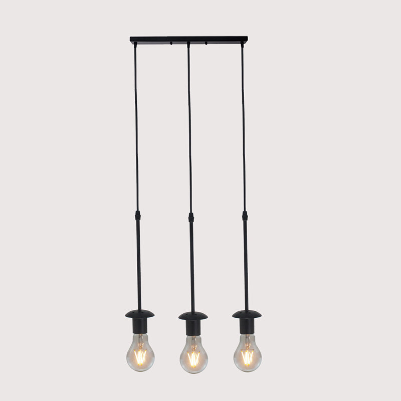 Iron Exposed Bulb Drapes Ceiling Light Loft Pendant Lighting - Black 5/10 Heads Bistro Multi