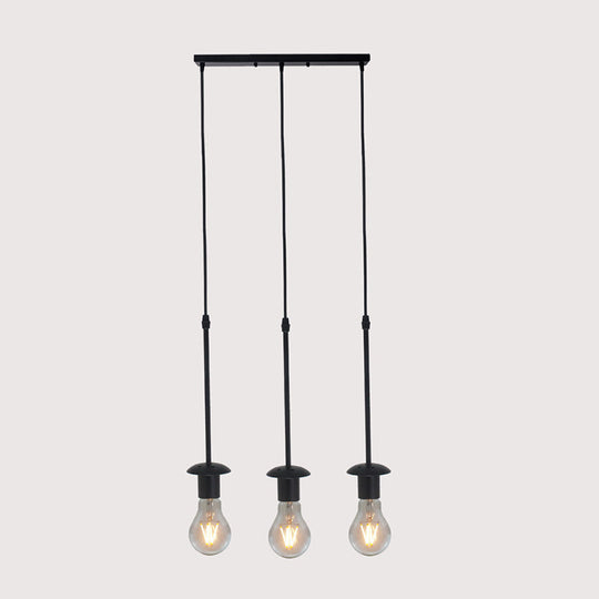 Iron Exposed Bulb Drapes Ceiling Light Loft Pendant Lighting - Black 5/10 Heads Bistro Multi