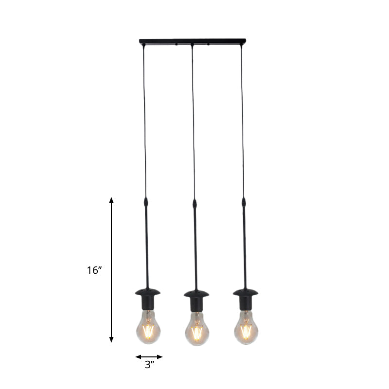 Iron Exposed Bulb Drapes Ceiling Light Loft Pendant Lighting - Black 5/10 Heads Bistro Multi