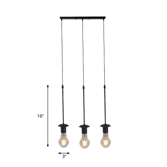 Iron Exposed Bulb Drapes Ceiling Light Loft Pendant Lighting - Black 5/10 Heads Bistro Multi