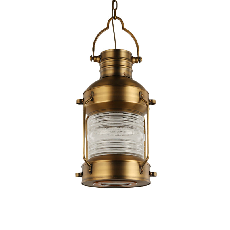 Hanging Pendant Light With Clear Glass Shade - Brass Finish Perfect For Factory Dining Rooms